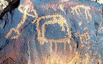 Negev Rock Art, The Ibex hunt explain the 
								Sun Jorney at dusk